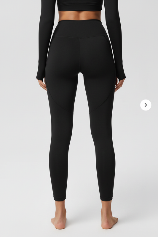 Back view - black leggings barefoot