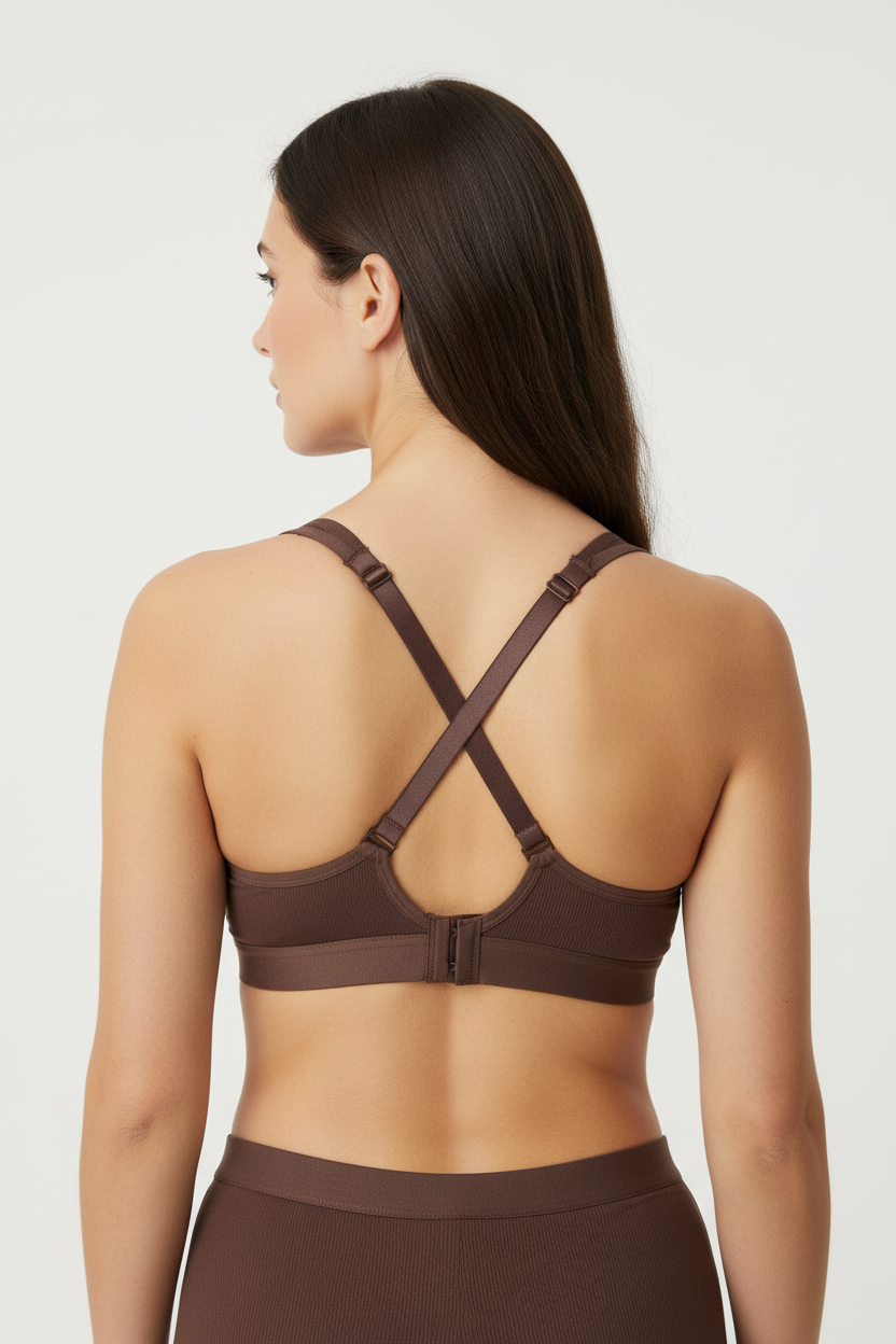 Brown nursing bra back view